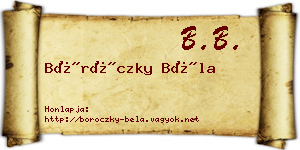 Böröczky Béla névjegykártya