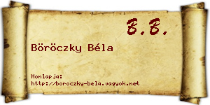 Böröczky Béla névjegykártya